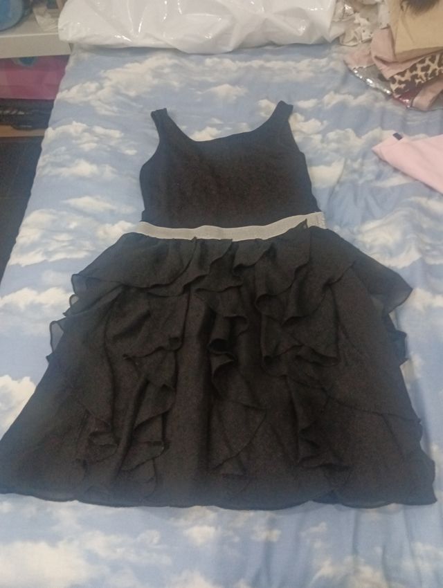 Vestido negro volantes talla 13-14