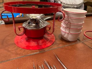 Set fondue rojo - 6 tenedores