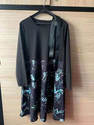 Vestido vintage negro XL estampado