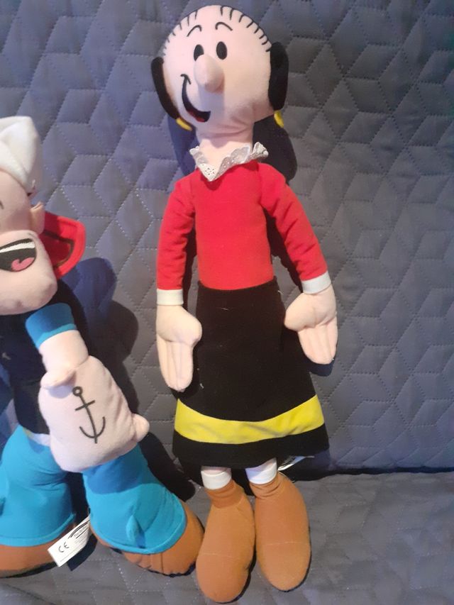 Peluches Popeye y Olivia antiguos.