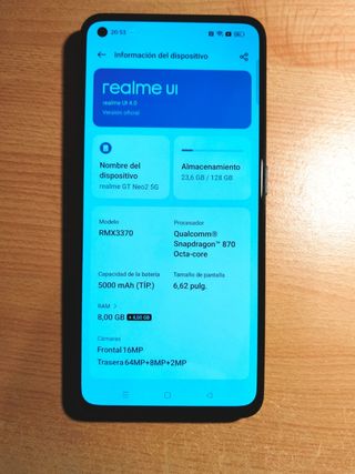 REALME GT NEO 2 128GB / 8GB RAM - Negro