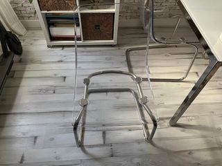 Mesa de comedor de cristal blanco
