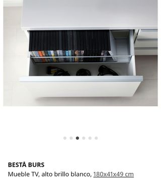 Mueble TV blanco 180x41x49cm