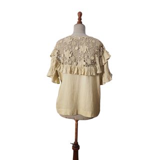 My Sunday Morning/ Blusa oversize encaje beige S