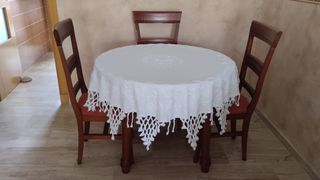 Mantel redondo algodón blanco