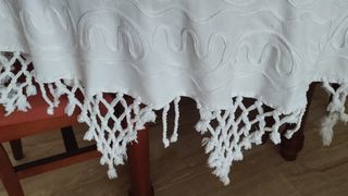Mantel redondo algodón blanco