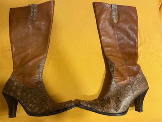 Botas piel marrón - tacón alto