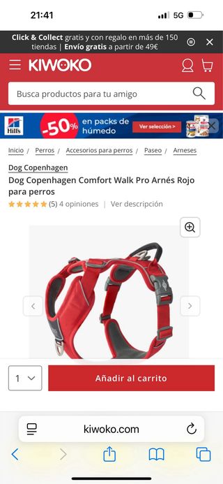 Arnés perro Dog Copenhagen Rojo - Talla M