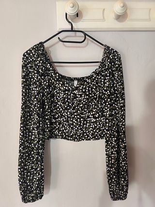 Top manga larga estampado flores