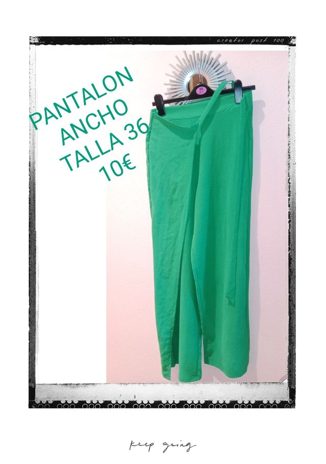 pantalón verde ancho talla 36