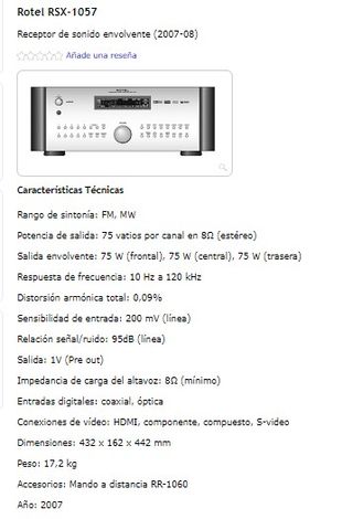 Amplificador Rotel RSX-1057 plata