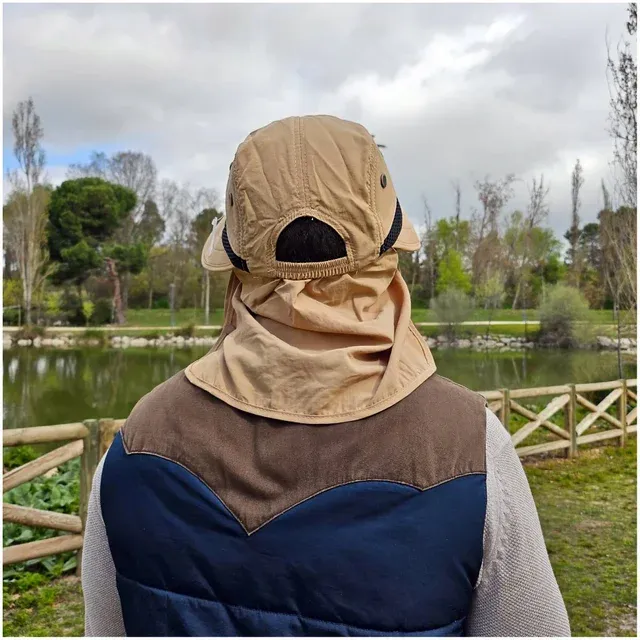 Sombrero pescador Desmontable beige con gafas Sol