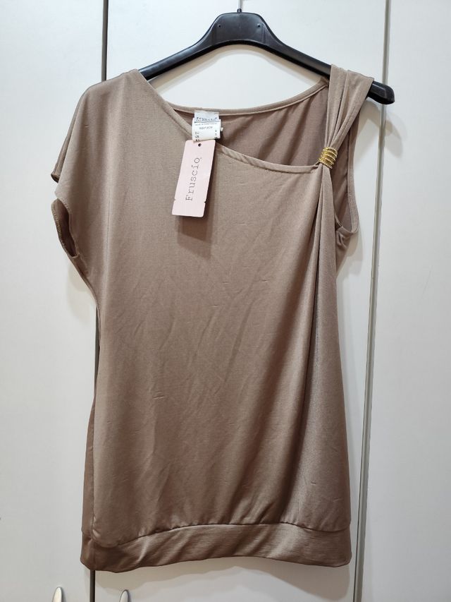 Top Fruscìo beige asimmetrico tg S