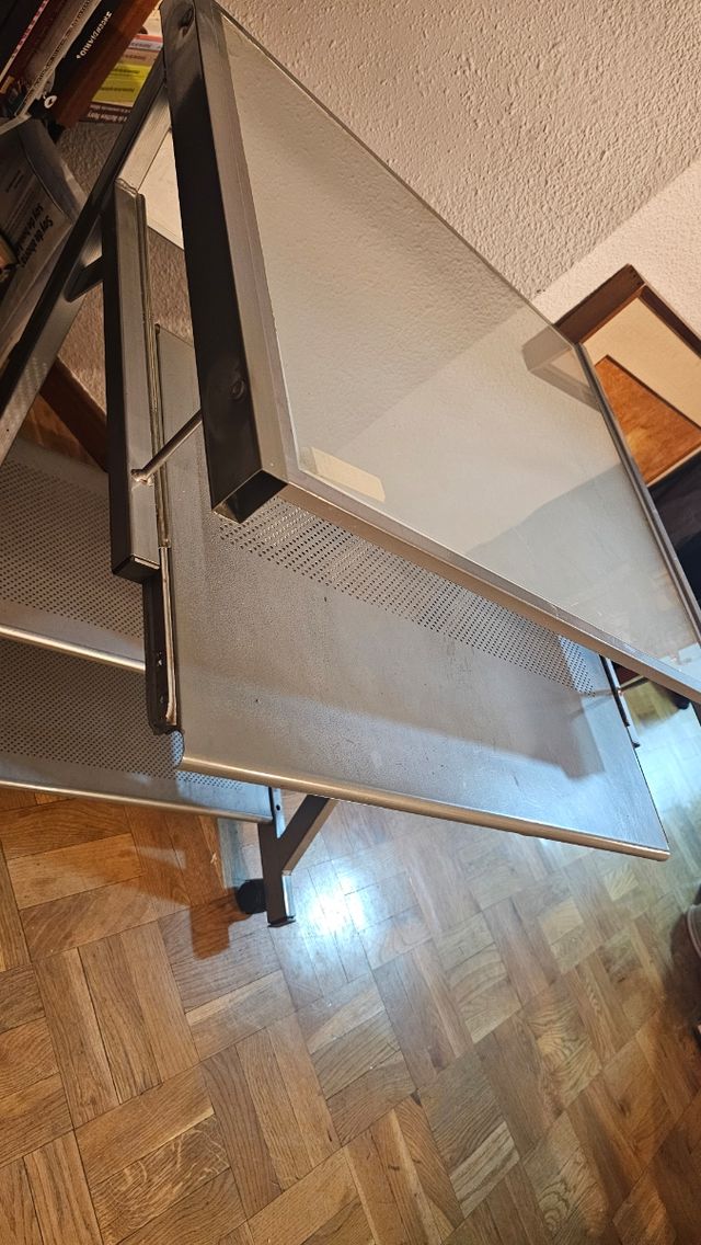 Escritorio ordenador - metal, cristal