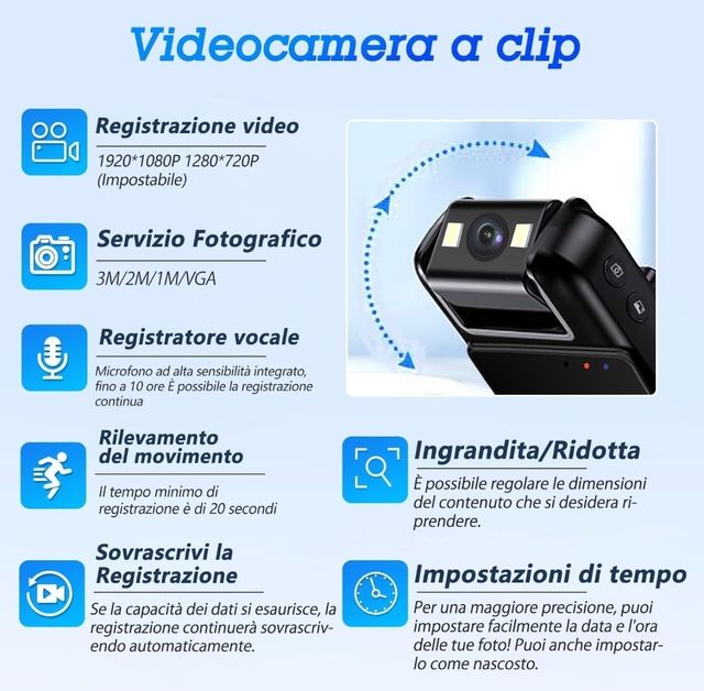 Telecamera BodyCam Audio Foto Video - 32gb - NUOVA