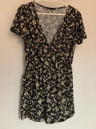 Mono corto de flores - Negro y blanco