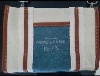 Bolso Pepe Jeans azul y blanco