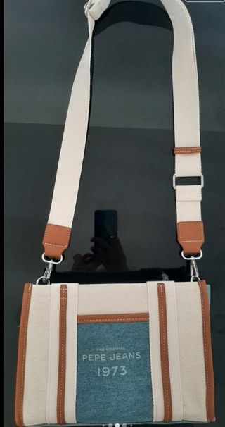 Bolso Pepe Jeans azul y blanco