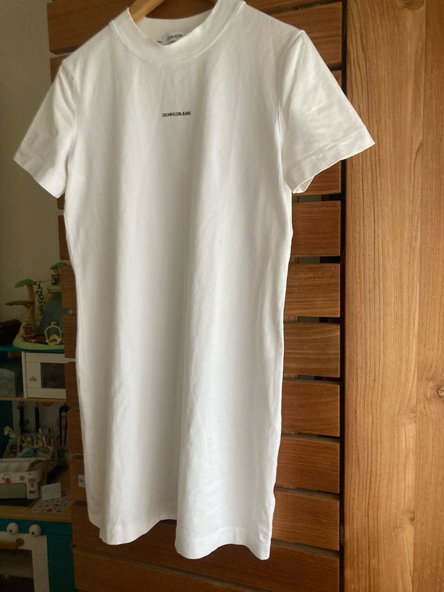 Vestido Calvin Klein blanco algodón