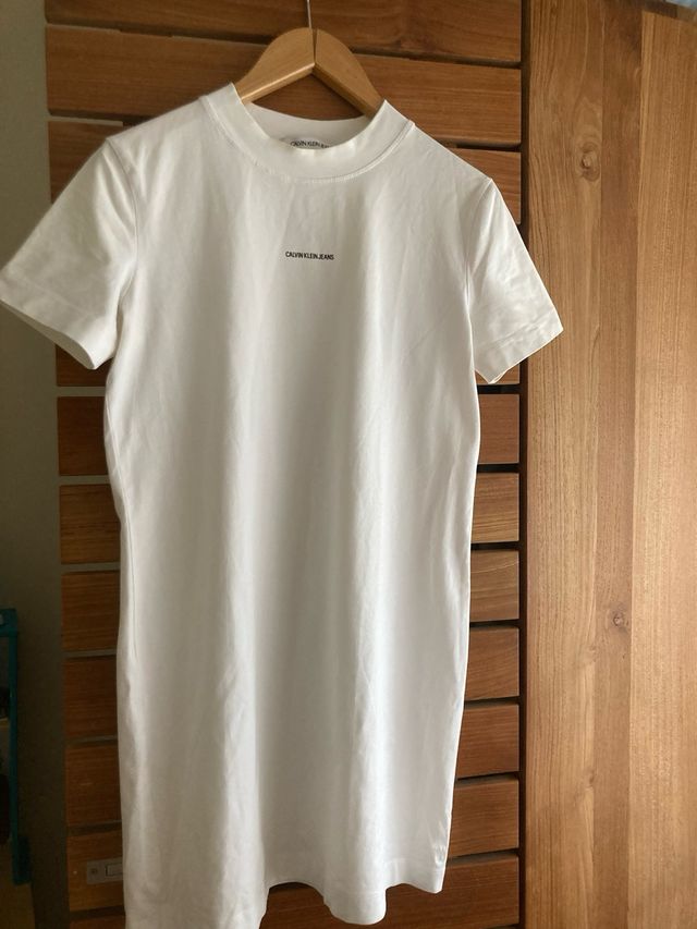 Vestido Calvin Klein blanco algodón