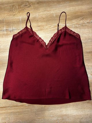 Top Etam lencero satinado L granate