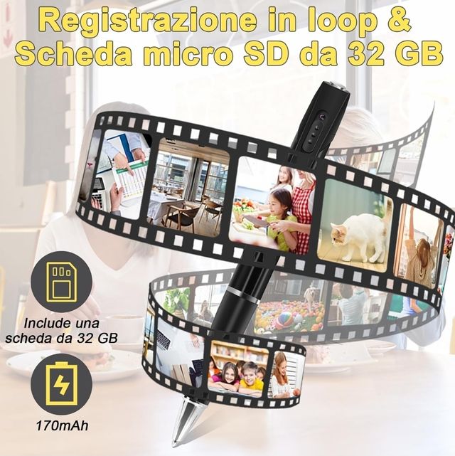 mini videocamera Spia in penna - 32GB - NUOVA