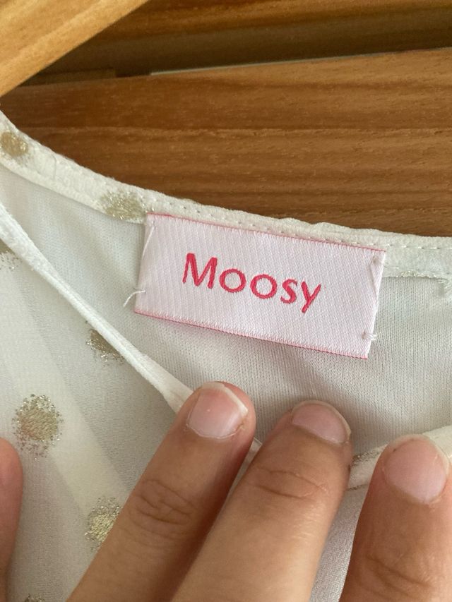 Vestido blanco lunares dorados S