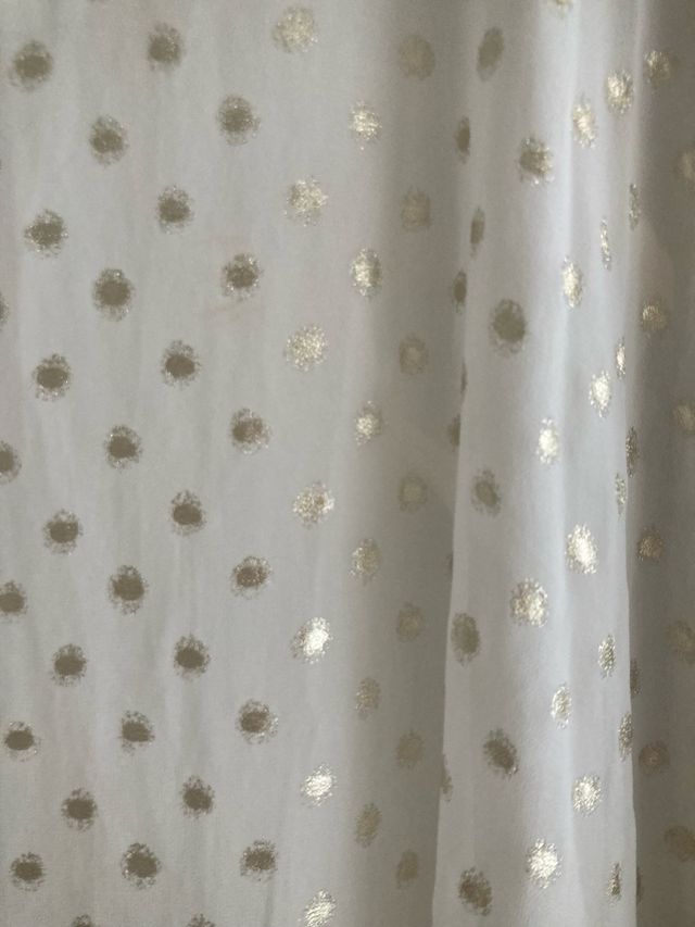 Vestido blanco lunares dorados S