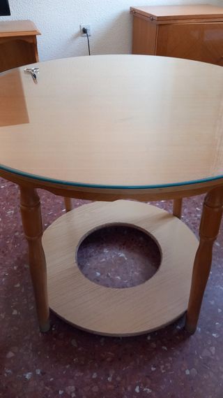 Mesa camilla cristal y madera, desmontable.