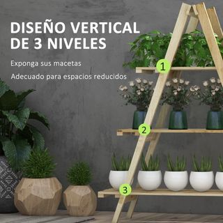 Estanteria Plantas - Madera Natural