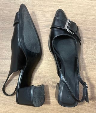 Sandalias Stradivarius negras tacón bajo 38
