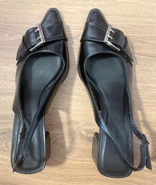 Sandalias Stradivarius negras tacón bajo 38