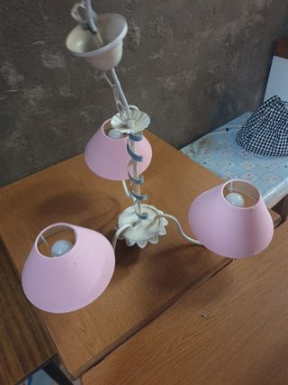 Lámpara 3 luces rosa y blanca