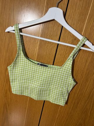 Top Zara vichy verde lima