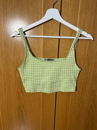 Top Zara vichy verde lima