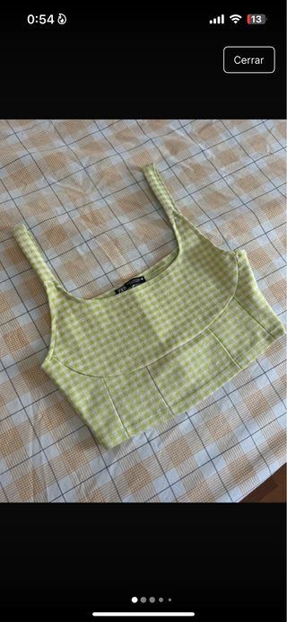 Top Zara vichy verde lima
