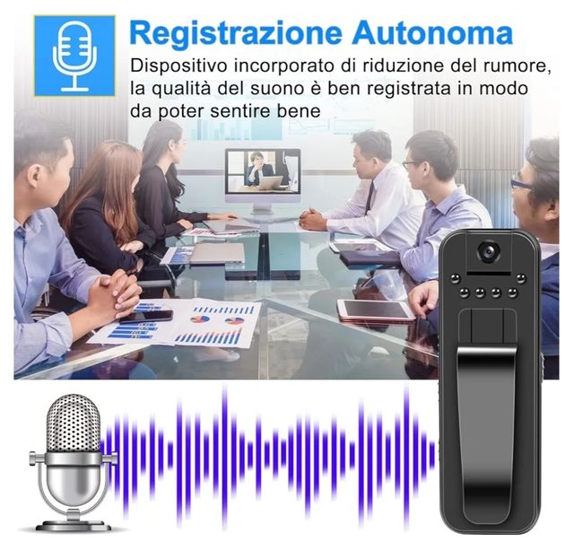 Bodycam Spia con clip NUOVA videosorveglianza