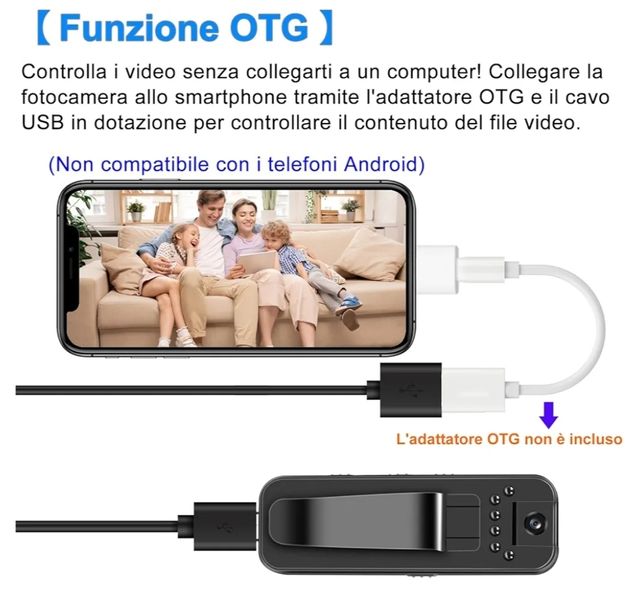 Bodycam Spia con clip NUOVA videosorveglianza