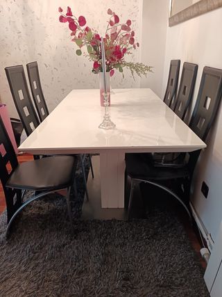 Mesa comedor 6 sillas blanca