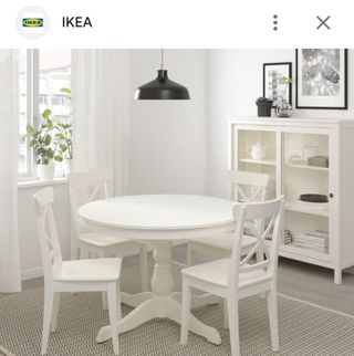 Mesa extensible madera blanca robusta. Solo mesa.