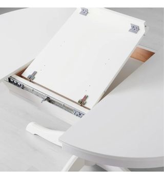 Mesa extensible madera blanca robusta. Solo mesa.