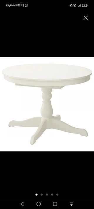 Mesa extensible madera blanca robusta. Solo mesa.