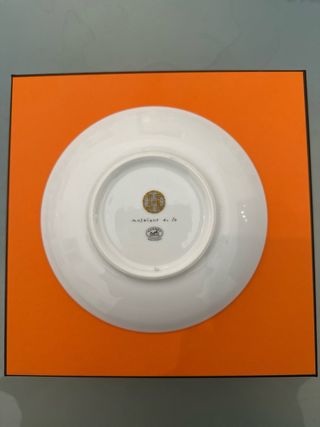 Piatto Hermès porcellana, grigio-oro