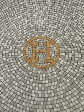 Piatto Hermès porcellana, grigio-oro