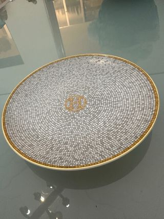 Piatto Hermès porcellana, grigio-oro