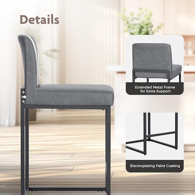 ALPHA HOME 2 Taburetes de bar Cinza