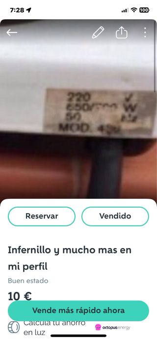 Placa calefactora usada