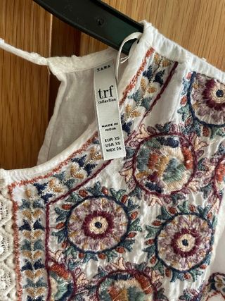 Vestido Zara blanco verano plumeti