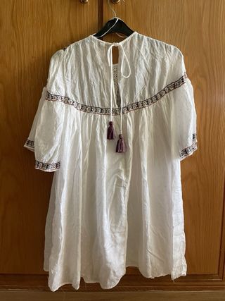 Vestido Zara blanco verano plumeti