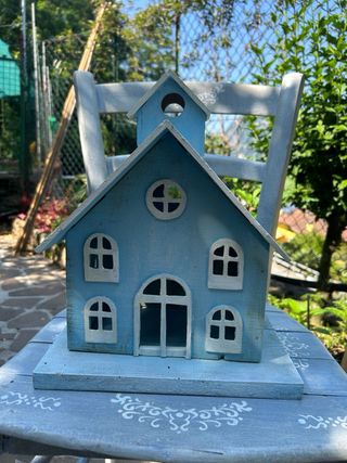 Casetta legno blu shabby chic